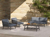 4-Piece Outdoor Patio Furniture Set, Metal Chairs with Woven Rope U-Shaped Backrest,Outdoor N780P209458G