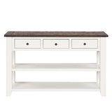 48'' Solid Pine Wood Top Console Table, Modern Entryway Sofa Side Table with 3 Storage Drawers and 2 W120246668