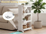 4-Tier DIY Rolling Storage Cart, 15.5" 9" 40.5" with Detachable Ventilated Trays for Kitchen & 45605880