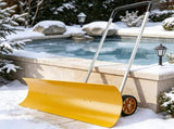 Snow Pusher with Wheels 37 Inch Extra Wide Snow Shovel Ergonomic Adjustable Handle Yellow 55365095
