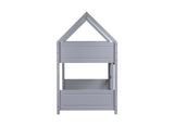 Twin Over Twin House Floor Bed with Headboards, Footboards and Guardrails, Ladder, Rubber Wood W504P227934