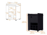 Allandale 1-Door Bar Cart with Wine Rack and Casters Black B062111721