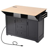 K&K 55.7'' Large Kitchen Island with 2 Drop Leaf,, Rolling Kitchen Cart on 5 Wheels with Power N707P186617B