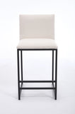 Modern Dining Chairs set of 2, Upholstered Linen cushions and backrest with minimalist craft iron W1249P257008