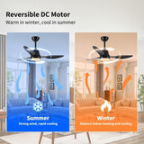 ZNTS 42" Smart Ceiling Fan with Lights Remote,Silent DC Motor,Voice Control via Alexa Google WIFI W2352P224329