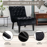 COOLMORE Modern Velvet Armless Accent Living Room Chair / Leisure Chair,Upholstered Fabric Button W39550128