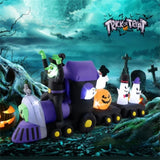 8.2ft Halloween Inflatable Train - Witch, 4 Ghosts & Pumpkin Design, 7 LED Lights 48309737
