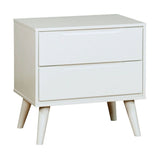 Mid-Century Modern White Color 1pc Nightstand Bedroom Furniture Solid wood Round Tapered Legs B011P218338