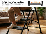 3-Step Ladder, Foldable Step Stool with Safety Lock, Anti-Slip Pedal, 300lbs Capacity 87498304