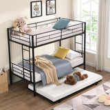 Twin Over Twin Metal Bunk Bed with trundle Black W2297P293753