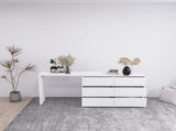 Extended Desktop 6 Drawers Chest of Drawer without Handle White Color Vanity W2139134917