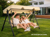 68*43*60 inch Khaki KD Model with Cushion Canopy Iron Oxford Fabric 250kg Iron Swing Set 41207129