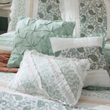 9 Piece Cotton Percale Comforter Set Aqua Queen B03596964