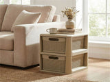 2-Drawer PP Storage Organizer Wicker Style Narrow Cabinet for Home Office 09536706