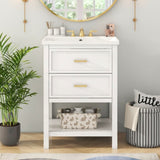 24'' Vanity with Top Sink, Modern Storage Cabinet with 2 Drawers, Single Sink N710P182935K