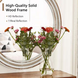 23.62 inches Wood Round Decorative Mirrors for Wall Decor, Rustic Circle Mirror for Bedroom, W2295P246675
