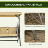 3-Seat Patio Swing Chair, Porch Swing Glider with Cushion, 3 Throw Pillows & Adjustable Canopy for W2225142478
