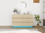 Fluted 6 Drawers Dresser ,Double Dresser Chest of Drawers, 47.24" Modern Chest of Drawers with LED W688P194155