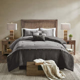 7 Piece Faux Suede Comforter Set Grey Cal King B03596893