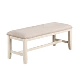 ZNTS White Classic 1PC BENCH Rubberwood Beige Fabric Cushion Seats Dining Room Furniture Bench B011120835