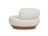 Fuji 360 Swivel Low Barrel Back Accent Chair, Ivory White Boucle B2719P238262