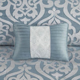 8 Piece Jacquard Comforter Set Aqua/Silver Cal King B035128884