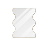 Wall Mirror 30x35 Inch Golden Rectangular Mirror with 2 Wavy Sides Metal Framed Mirror Vanity Mirror W1435133321