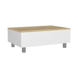 Aran Lift Top Coffee Table, Storage Compartment, White / Light Oak B097132901