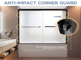 56-60" W x 58" H Framed Double Sliding Shower Door, 1/4" Frosted Ultra-Clear Tempered Glass T5595P476205