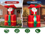 Rising Santa with Gift Box Inflatable 3.6ft, 190D Polyester Christmas Yard Decor with 2 LED Lights, 31245621