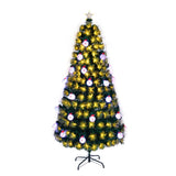 6 FT Pre-lit Fiber Optic Christmas Tree, Artificial Xmas Tree with Lighted Top Star and Snowflakes, 93101267