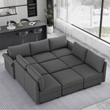 Modern 7-Seater U-Shaped Sofa with 2 Chaise Lounges, Convertible U Shaped Sofa Couch with with B2716P355800