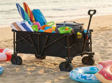 Black 400 lbs Heavy-Duty Collapsible Wagon Cart with All-Terrain Wheels, 180L Capacity Folding 40348987