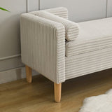 65.35"Wide Corduroy Storage Soft Bench with Armrests, Backrest and Two bolster Pillows for Living W3118P254211
