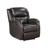 Modern Living Room Furniture 1pc Power Reclining Chair Brown Faux Leather Upholstery Plush Seating B011P256235