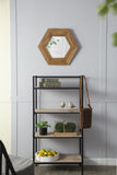 18.5" x 18.5" Hexagon Mirror with Natural Wood Frame, Wall Decor for Living Room Bathroom Hallway, W2078133974