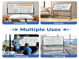 360&deg Rotating Double-Sided Magnetic Whiteboard, 182.8891.44cm Writing Surface Mobile Dry Erase 13556129