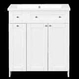 ZNTS 30-Inch White Bathroom Vanity with Ceramic Sink Combo, Abundant Storage Cabinet - 2 Soft close Doors WF532032AAK