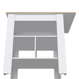 ZNTS Adeline 3-Shelf Kitchen Island White and Macadamia B062103269