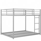 ZNTS Full over Full Metal Bunk Bed, Low Bunk Bed with Ladder, Silve 35681571