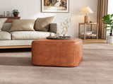 Upholstered Square PU Leather Ottoman,Tan N757P414086T