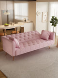 71 inch convertible love seat sofa, American retro pink velvet, suitable for small living room, W165880948