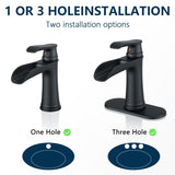 Sink Faucet With Deck Plate Waterfall Black with Pop Up Drain and Supply Lines Bathroom faucets for W1932P180739