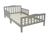 Wooden Baby Toddler Bed Children Bedroom Furniture with Safety Guardrails Gray 84460377