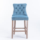 Contemporary Velvet Upholstered Barstools with Button Tufted Decoration and Wooden Legs, and Chrome 57518418
