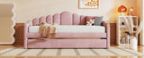 Twin size Upholstered Daybed with Trundle ,Velvet Sofabed with USB Charging Ports,No Box-spring 50376681