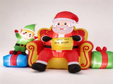 7.2 FT Inflatable Christmas Sitting Santa on Sofa with Elf & Gift Boxes, Built-in LED Lights Blow Up 20780674