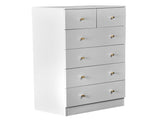25.98"*15.75"*43.7" 5-Tier 6-Drawer Cabinet Drawer Dresser with Gold Handles White 88303918