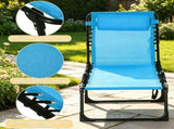 Sky Blue Set of 2 Folding Chaise Lounge Chairs Sun Tanning Chairs for Beach Camping Outdoor 76595403