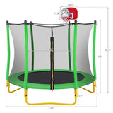 ZNTS 5.5FT Trampoline for Kids - 65" Outdoor & Indoor Mini Toddler Trampoline with Enclosure, Basketball 16901318